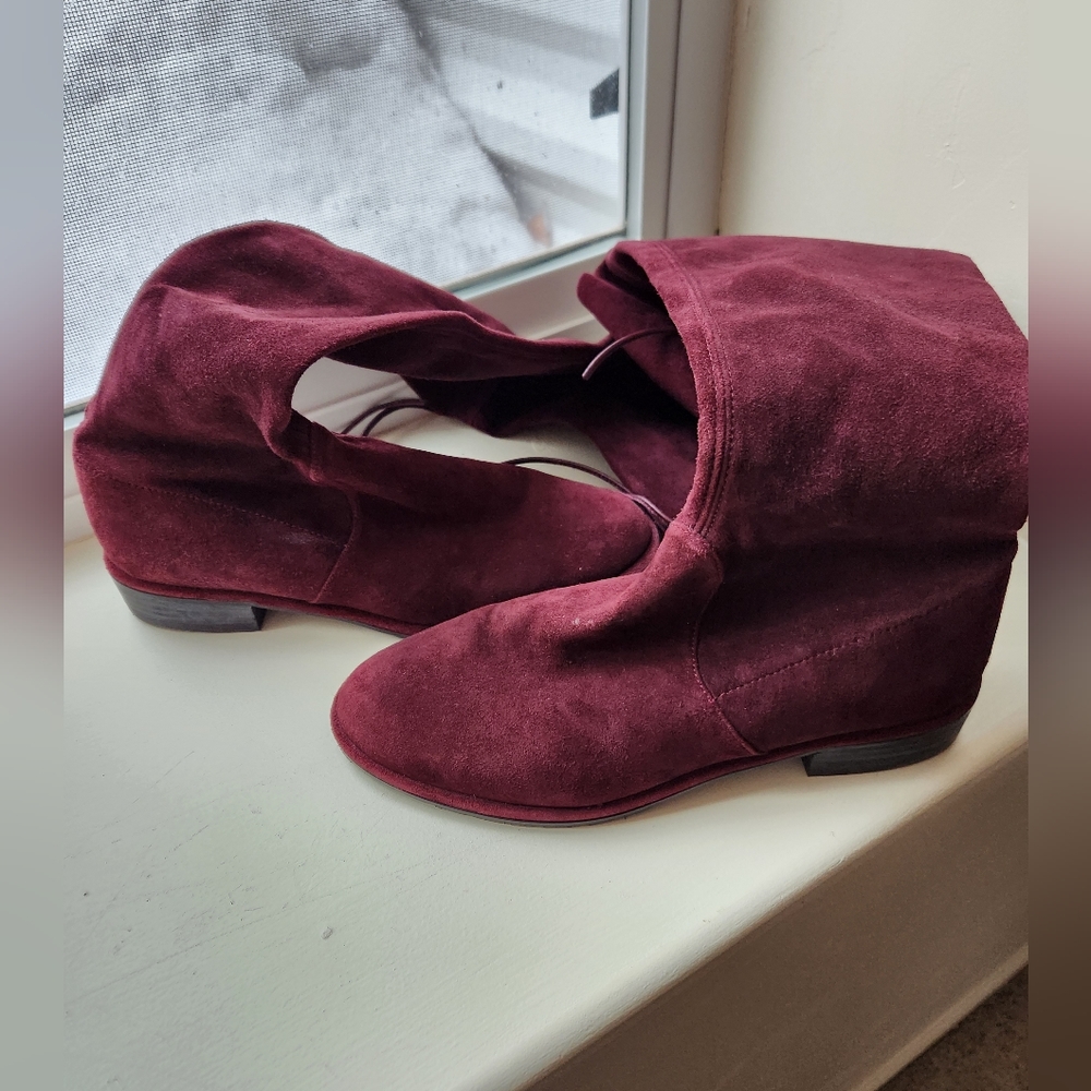 **Stuart Weitzman Suede Lowlands Burgundy Women's Size 4.5 - Picture 3 of 12